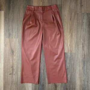 Chic Brown Pleather Wide Leg Pants House of Harlow Size 1960 Preppy Romantic